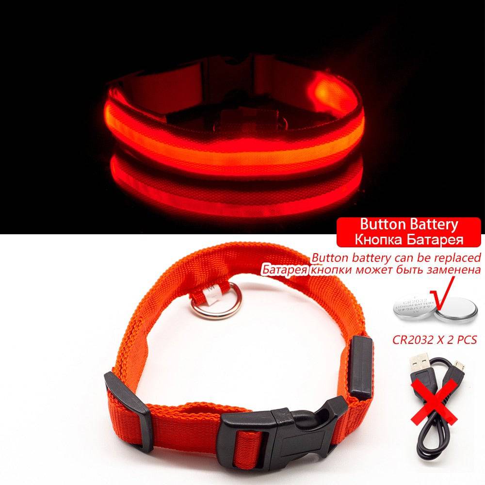 USB Charging/Battery replacement Led Dog Collar Anti-Lost Collar For Dogs Puppies Dog Collars Leads LED Supplies Pet Products - Quid Mart