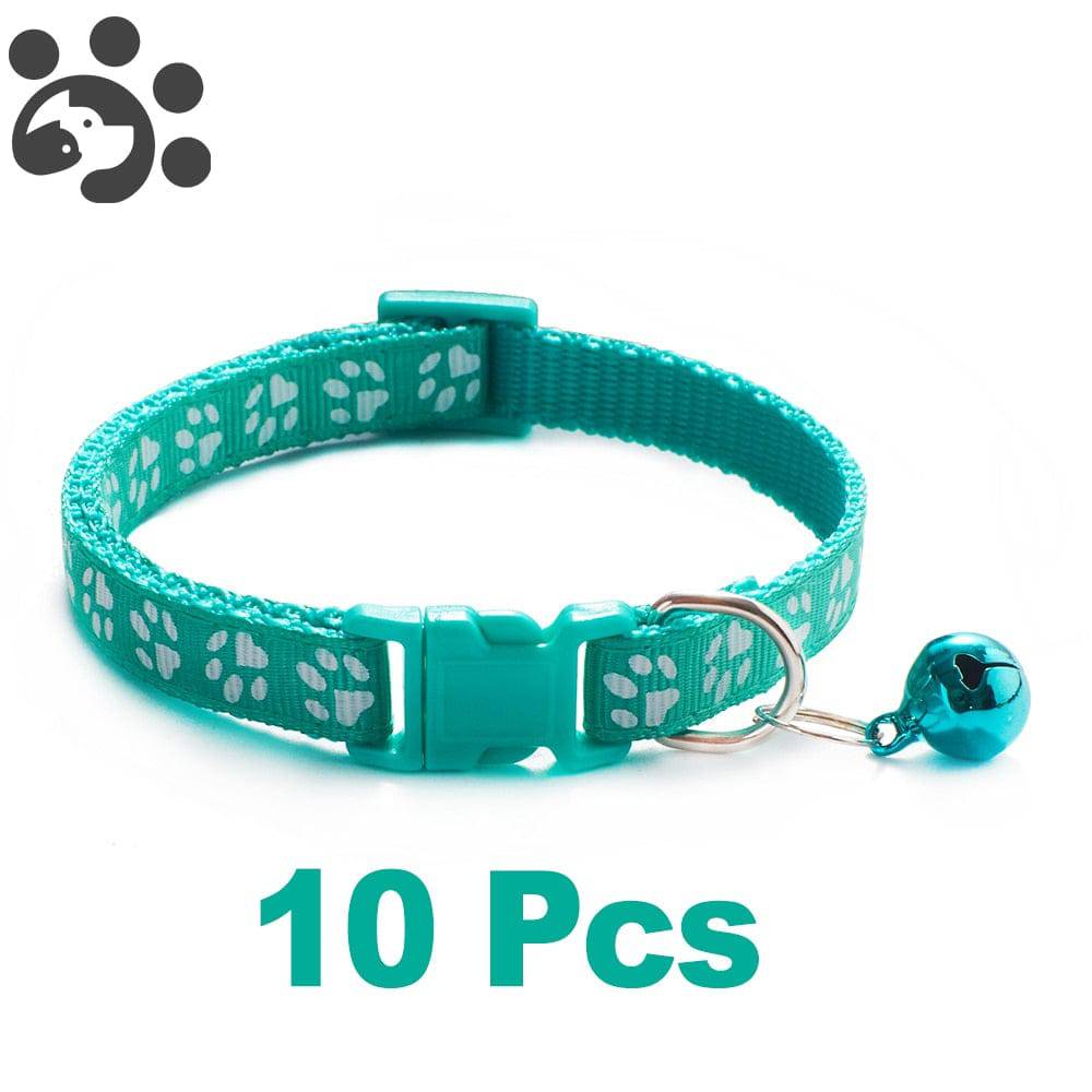 10Pcs Wholesale With Bell Collars Delicate Safety Casual Nylon Dog Collar Neck Strap Fashion Adjustable Bell Pet Cat Dog Collar - Quid Mart