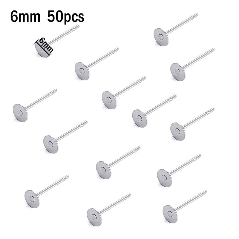 20pcs Stainless Steel Dia 4/5/6/8/10mm Stud Earrings Back Plug Ear Pins Ball Needles for DIY Jewelry Making Findings - Quid Mart