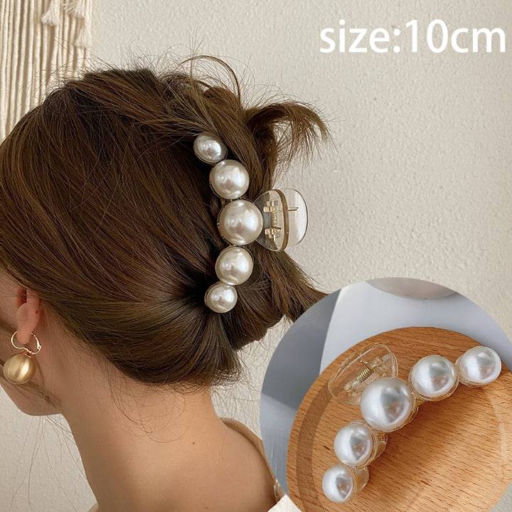 Korean Acrylic Hair Claws - Pearl Large Barrette for Woman - Quid Mart