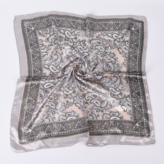 Satin Scarf: Luxury Designer, Retro Paisley Print, Small Bag Wrap for Women - Quid Mart