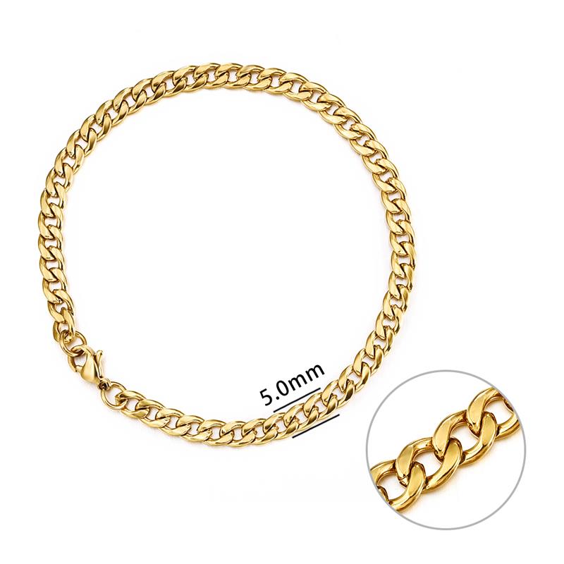 Jiayiqi 3-11 mm Men Chain Bracelet Stainless Steel Curb Cuban Link Chain Bangle for Male Women Hiphop Trendy Wrist Jewelry Gift - Quid Mart