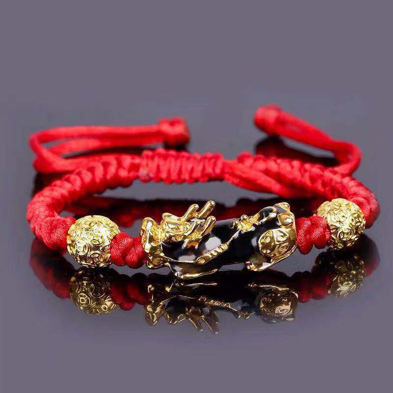 Feng Shui Men&#39;s Lucky Prayer Beads Bracelet for Men Women Wristband Gold Color Pixiu Wealth and Good Luck Changing Bracelets - Quid Mart