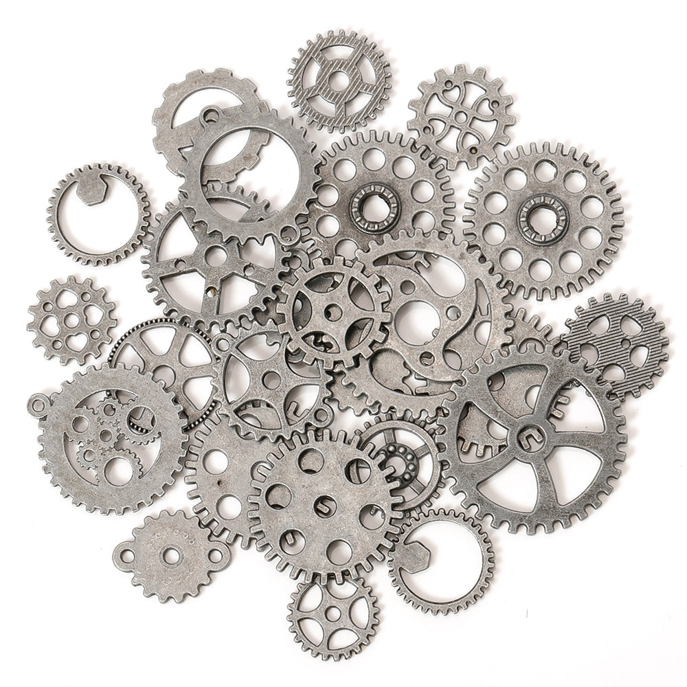 50g 100g Mixed Steampunk Gears Cogs Charms Pendant DIY Antique Metal Beads for Bracelets Crafts Jewelry Making Components - Quid Mart