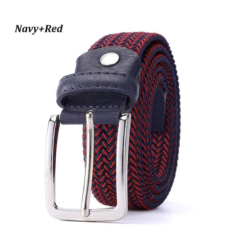 Belt Elastic For Men Leather Top Tip Male Military Tactical Strap Canvas Stretch Braided Waist Belts 1-3/8" Wide Wholesale - Quid Mart