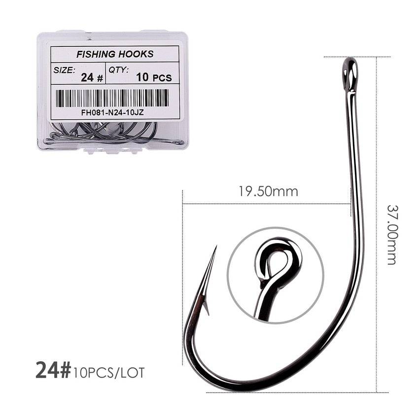 50pcs 10pcs Coating High Carbon Stainless Steel Barbed Carp Fishing Hooks Pack with Retail Original Box Fishing Hook Tackle - Quid Mart