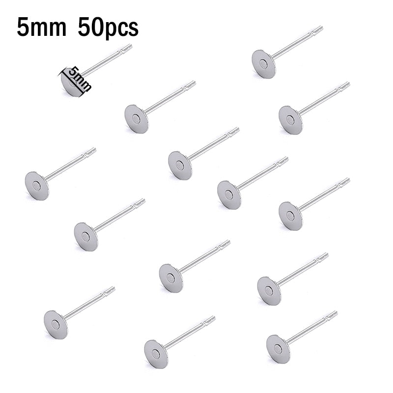 20pcs Stainless Steel Dia 4/5/6/8/10mm Stud Earrings Back Plug Ear Pins Ball Needles for DIY Jewelry Making Findings - Quid Mart