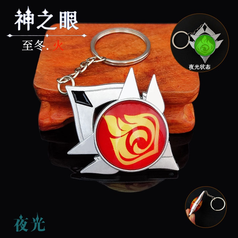 Game Genshin Impact Vision Lnazuma Ganyu Keqing Wendi Xiao Keychain Luminous 7 Element Weapons Eye Of Original God Toy KeyRing - Quid Mart