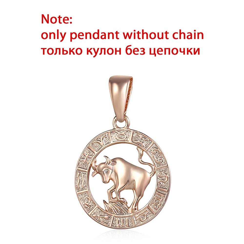 12 Zodiac Sign Constellations Pendants Necklaces For Women Men 585 Rose Gold Color Male Jewelry Fashion Birthday Gifts GPM16 - Quid Mart