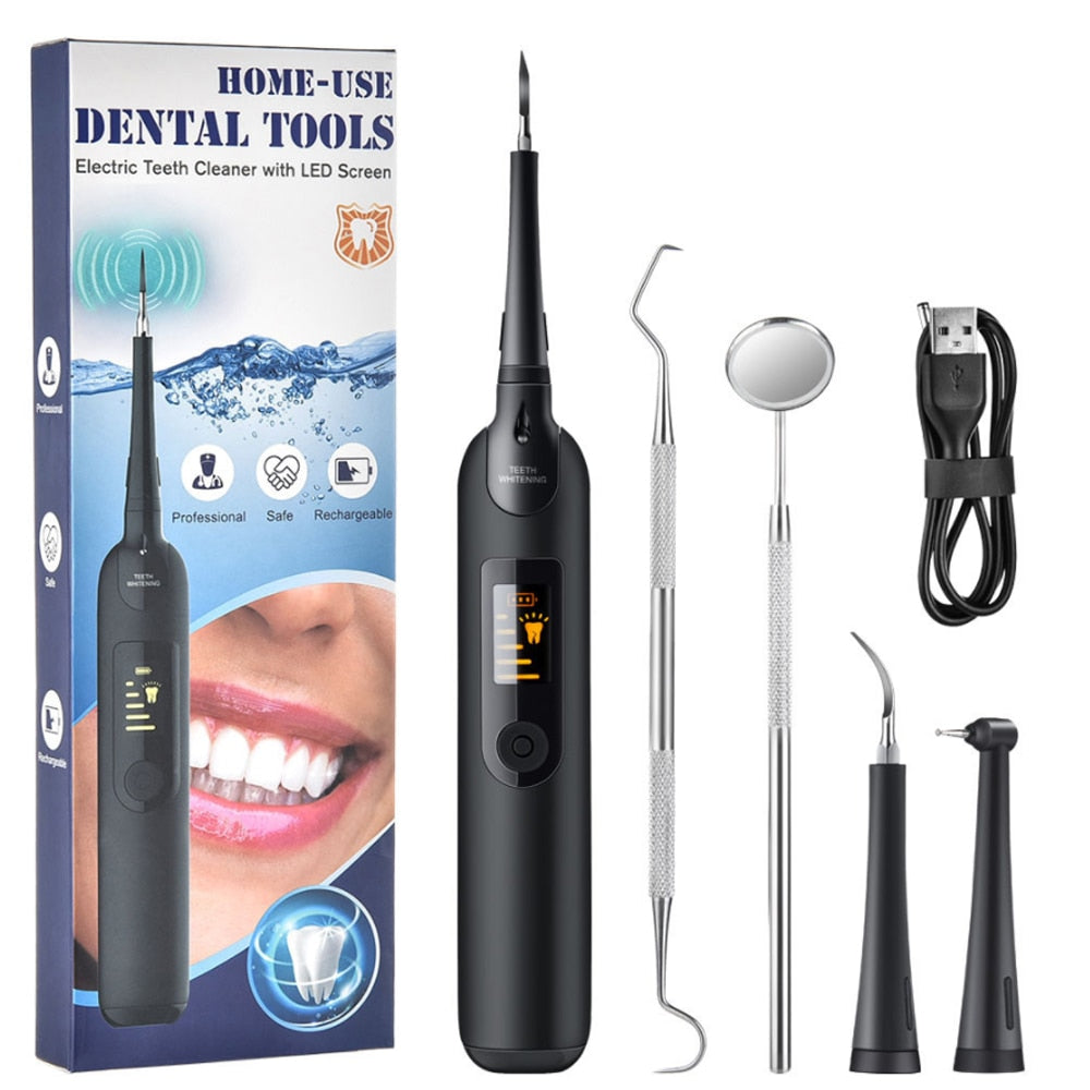 Electric Sonic Dental whitener Scaler Teeth Whitening kit teeth Calculus Tartar Remover Tools Cleaner Tooth Stain Oral Care - Quid Mart