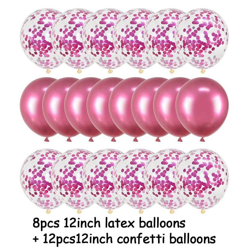 20Pcs Rose Gold Balloon Set Confetti Metallic Balloons Birthday Party Wedding Decoration Anniversary Globals Baby Shower Balloon - Quid Mart