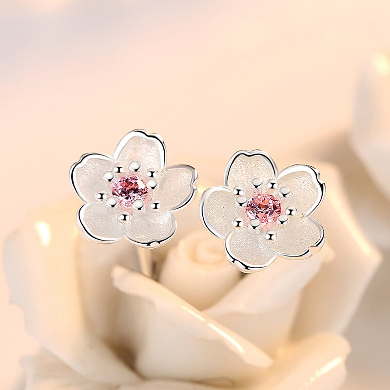 New Korea Sweet Cute Flower Crystal Temperament Geometric Shiny Zircon Earrings Statement Earrings for Women Girl Pendientes - Quid Mart