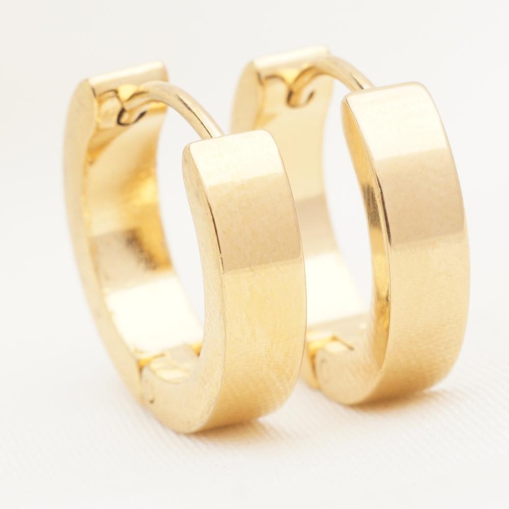 ESSFF 1Pair Stainless Steel Circle Hoop Earrings for Women and Men Gold Color Fashion Jewelry Wholesale - Quid Mart