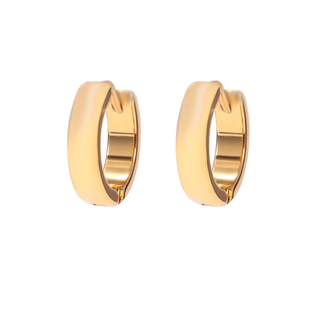 ESSFF 1Pair Stainless Steel Circle Hoop Earrings for Women and Men Gold Color Fashion Jewelry Wholesale - Quid Mart