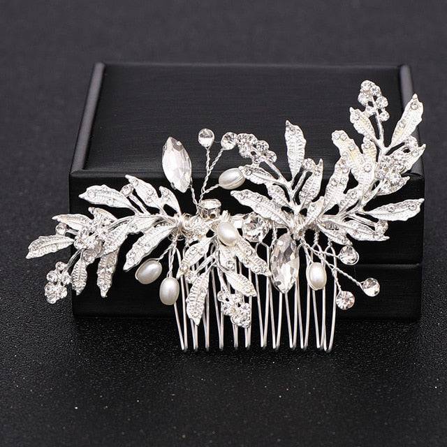 Silver Pearl Crystal Wedding Hair Combs: Bridal Accessories & Ornaments - Quid Mart