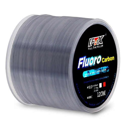 FTK 120m Fishing Line 0.2mm-0.6mm 7.15LB-45LB Fluorocarbon Coating Treatment Process Carbon Surface Nylon Molecules - Quid Mart