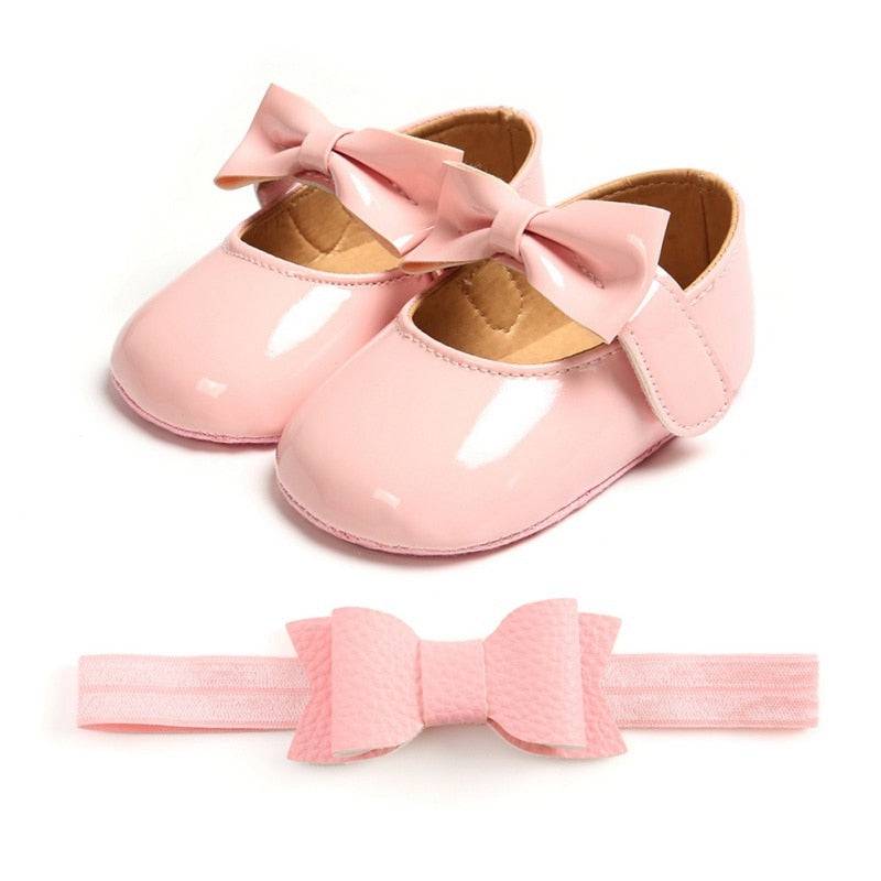 Sequins Baby Shoes: Leather Toddler First Walkers and Headband - Quid Mart