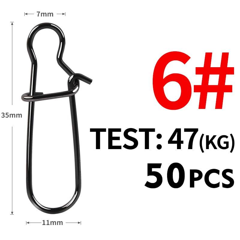 Meredith 50pcs Stainless Steel Fishing Connector Fast Clip Lock Snap Swivel Solid Rings Safety Snaps Fishing Hook Tool Snap - Quid Mart