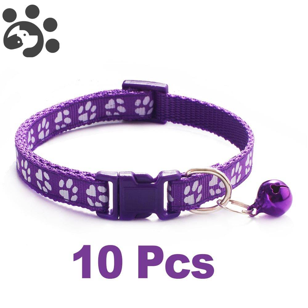 10Pcs Wholesale With Bell Collars Delicate Safety Casual Nylon Dog Collar Neck Strap Fashion Adjustable Bell Pet Cat Dog Collar - Quid Mart