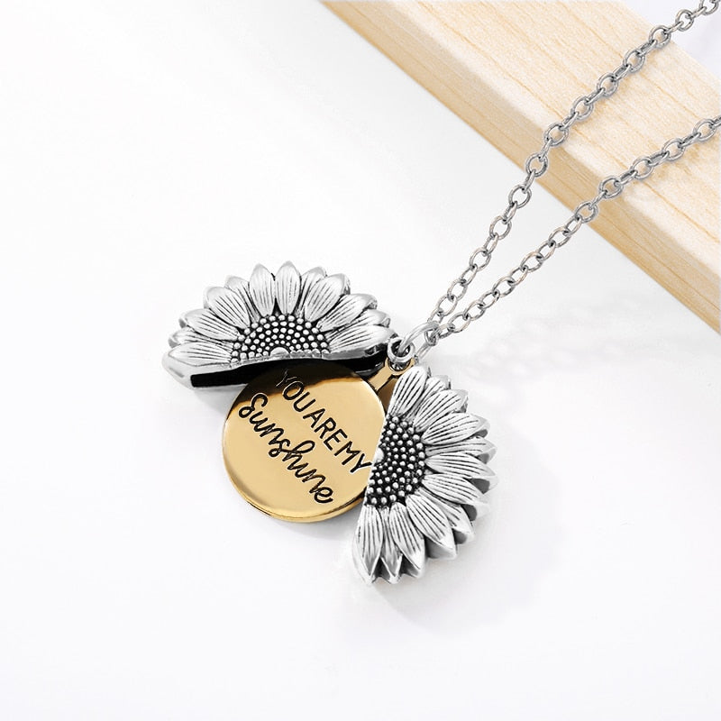 You Are My Sunshine Necklaces For Women Men Lover Gold Color Sunflower Necklace Pendant Jewelry Birthday Gift For Girlfriend Mom - Quid Mart