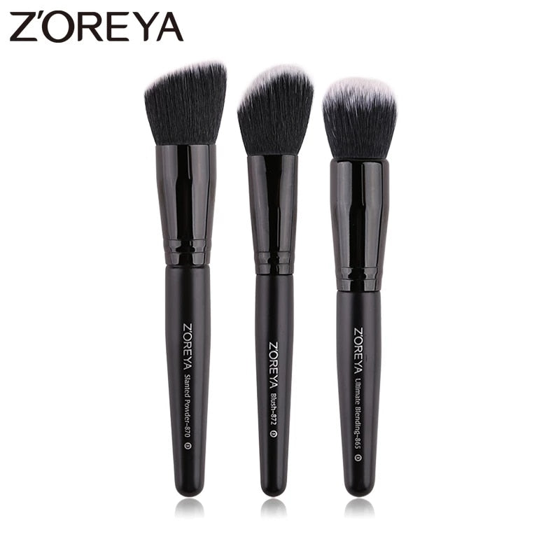 ZOREYA Black Makeup Brushes Set Eye Face Cosmetic Foundation Powder Blush Eyeshadow Kabuki Blending Make up Brush Beauty Tool - Quid Mart