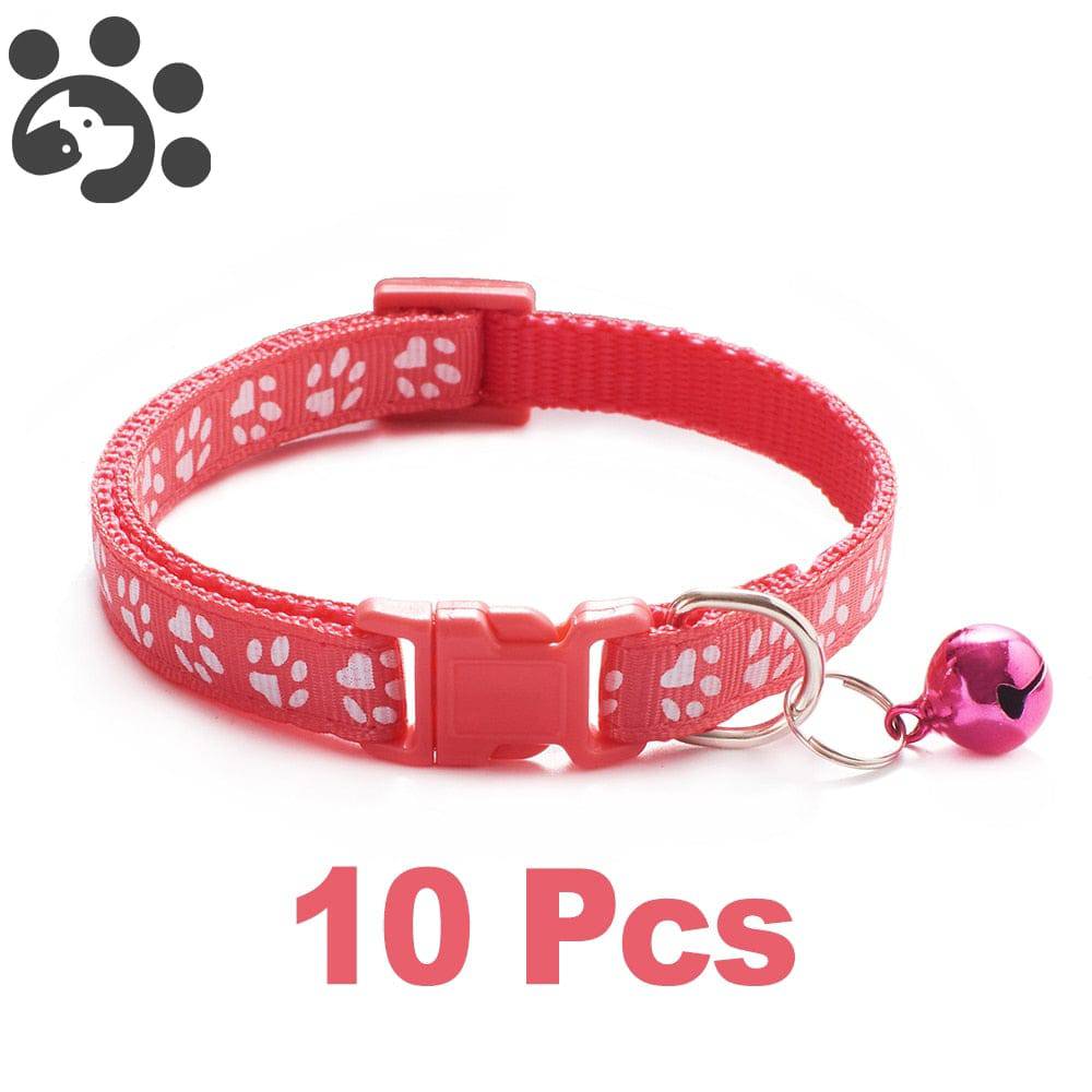 10Pcs Wholesale With Bell Collars Delicate Safety Casual Nylon Dog Collar Neck Strap Fashion Adjustable Bell Pet Cat Dog Collar - Quid Mart