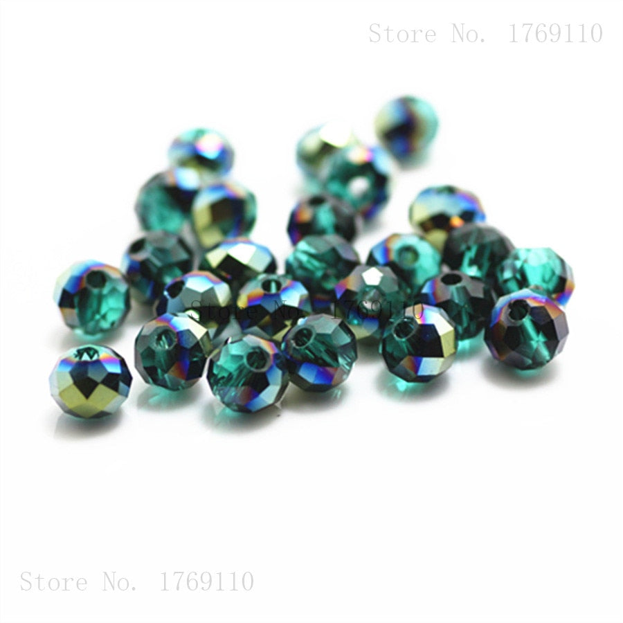 Isywaka Light Blue Colors 4*6mm 50pcs Rondelle  Austria faceted Crystal Glass Beads Loose Spacer Round Beads for Jewelry Making - Quid Mart