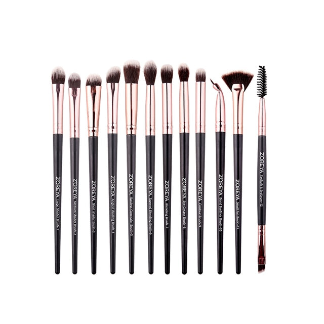 ZOREYA Black Makeup Brushes Set Eye Face Cosmetic Foundation Powder Blush Eyeshadow Kabuki Blending Make up Brush Beauty Tool - Quid Mart