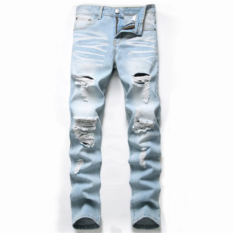 2022 Autumn New Fashion Retro Hole Jeans Men Pants Cotton Denim Trouser Male Plus Size High Quality Jeans Dropshipping
