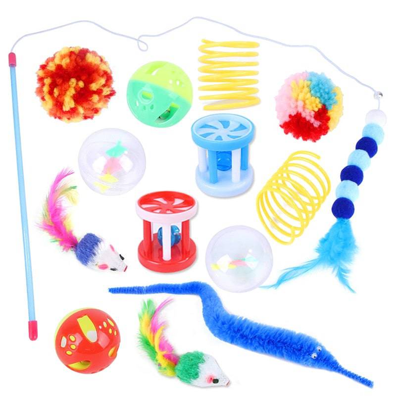 Pets Cat Toys Mouse Shape Balls Shapes Kitten Love New Pet Toy 21 Set Cat Channel Funny Cat Stick Mouse Supplies Value Bundle - Quid Mart