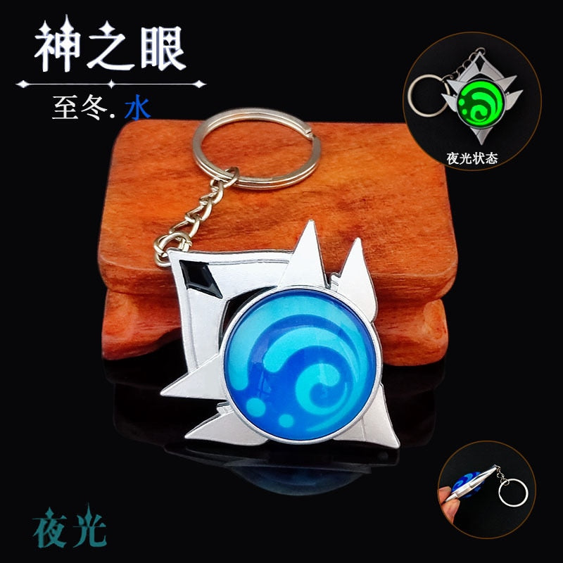 Game Genshin Impact Vision Lnazuma Ganyu Keqing Wendi Xiao Keychain Luminous 7 Element Weapons Eye Of Original God Toy KeyRing - Quid Mart