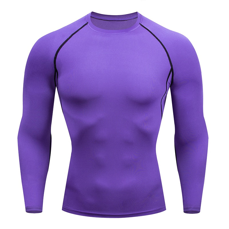 Men Compression Running T Shirt Fitness Tight Long Sleeve Sport Tshirt Training Jogging Shirts Gym Sportswear Quick Dry Rashgard - Quid Mart