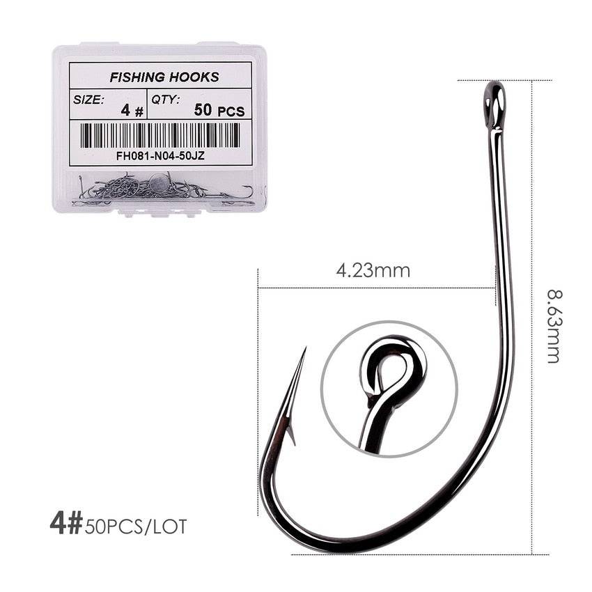 50pcs 10pcs Coating High Carbon Stainless Steel Barbed Carp Fishing Hooks Pack with Retail Original Box Fishing Hook Tackle - Quid Mart