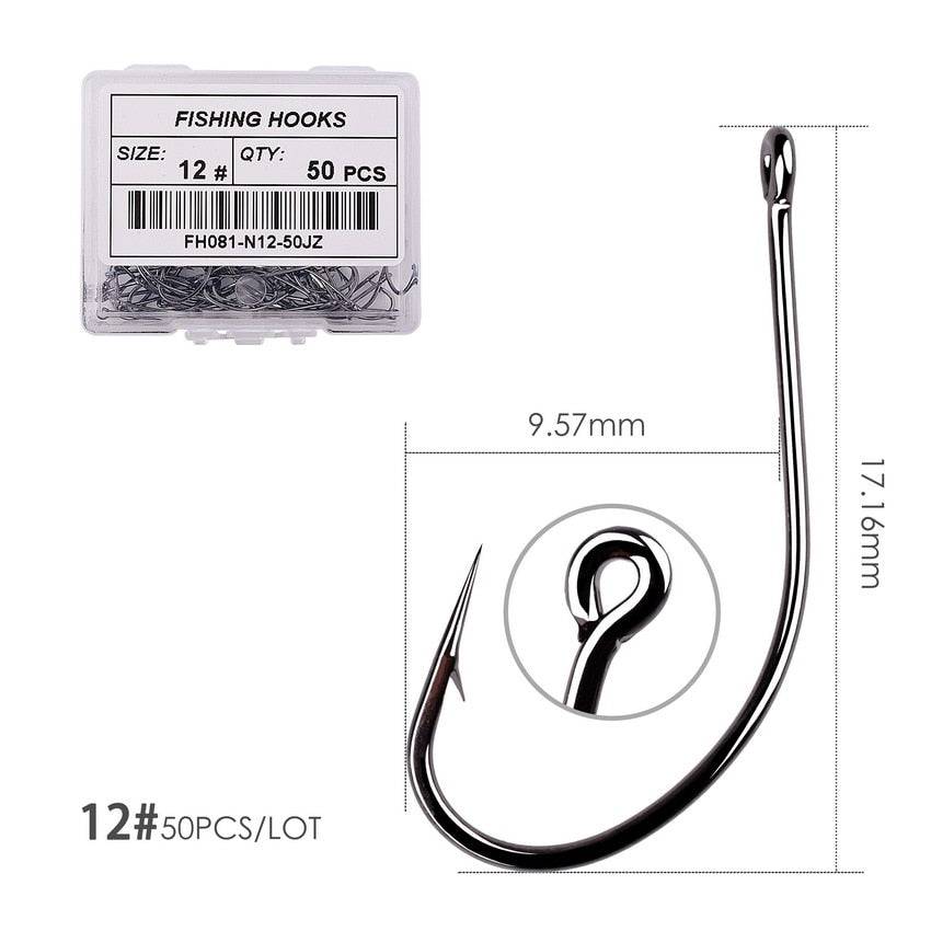 50pcs 10pcs Coating High Carbon Stainless Steel Barbed Carp Fishing Hooks Pack with Retail Original Box Fishing Hook Tackle - Quid Mart