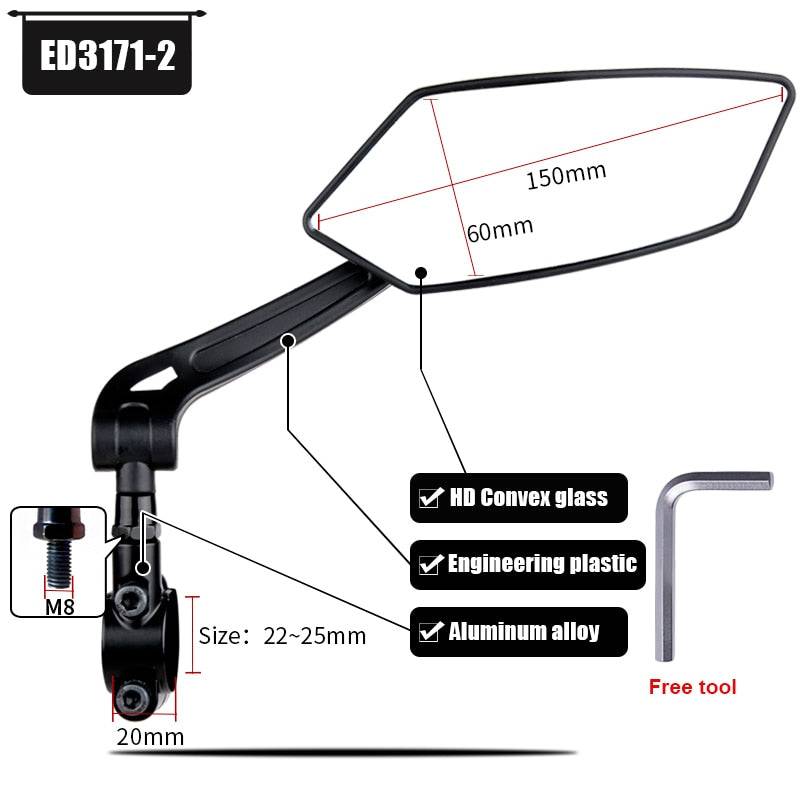EasyDo Bicycle Handlebar Rear View Mirror Bike Cycling Wide Range Back Sight Reflector Adjustable Left Scooter E Bike Mirror - Quid Mart