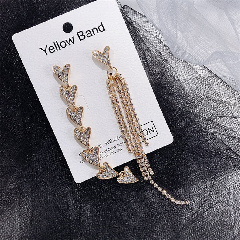 2022 Korean Earings Crystal Pearl Tassel Earrings Geometric Pendant Bride Wedding Jewelry Gift Earrings For Women - Quid Mart