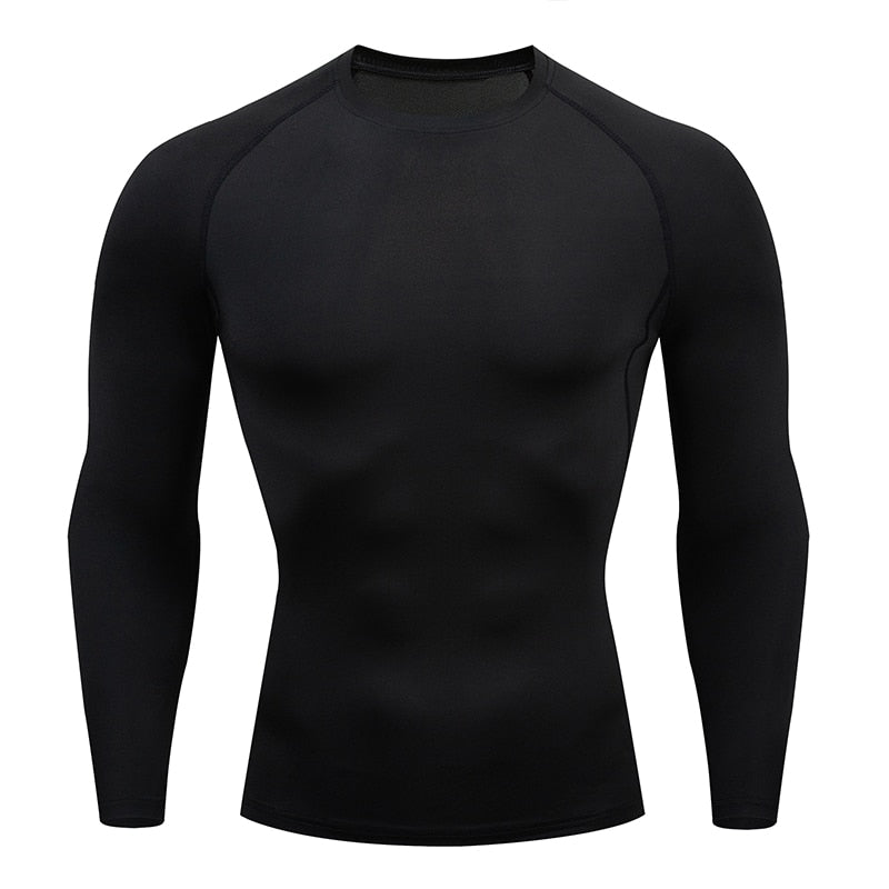 Men Compression Running T Shirt Fitness Tight Long Sleeve Sport Tshirt Training Jogging Shirts Gym Sportswear Quick Dry Rashgard - Quid Mart