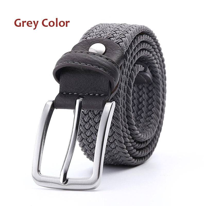 Belt Elastic For Men Leather Top Tip Male Military Tactical Strap Canvas Stretch Braided Waist Belts 1-3/8" Wide Wholesale - Quid Mart