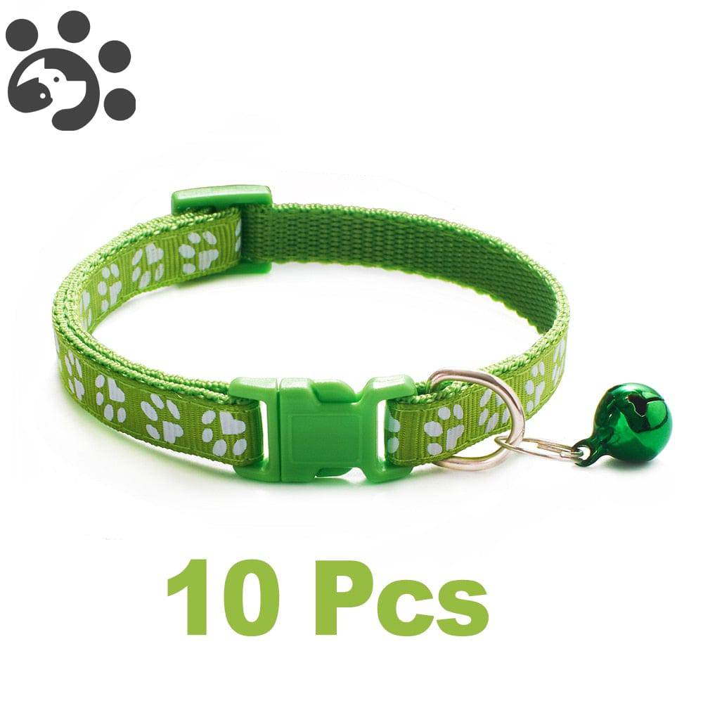 10Pcs Wholesale With Bell Collars Delicate Safety Casual Nylon Dog Collar Neck Strap Fashion Adjustable Bell Pet Cat Dog Collar - Quid Mart