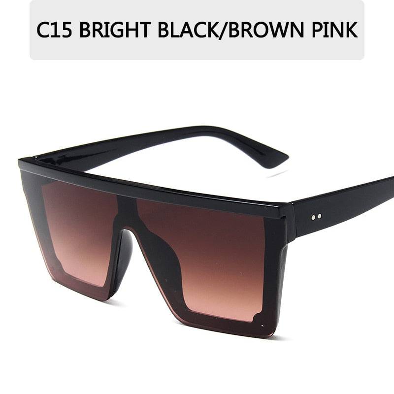 2023 Vintage Flat Top Sunglasses - Black Square UV400 Gradient Shades - Quid Mart