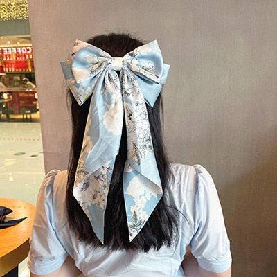 Solid Color Big Large Satin Bow Hairpins Barrettes For Women Girl Wedding Long Ribbon Korean Hair Clip Hairgrip Hair Accessories - Quid Mart