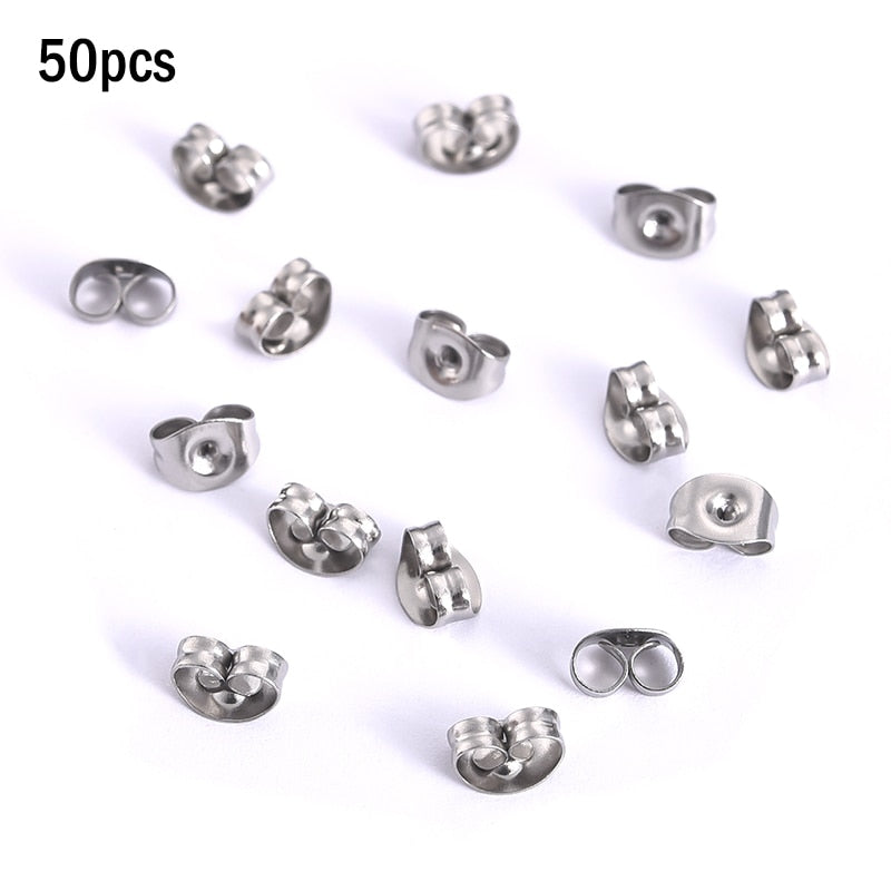 20pcs Stainless Steel Dia 4/5/6/8/10mm Stud Earrings Back Plug Ear Pins Ball Needles for DIY Jewelry Making Findings - Quid Mart