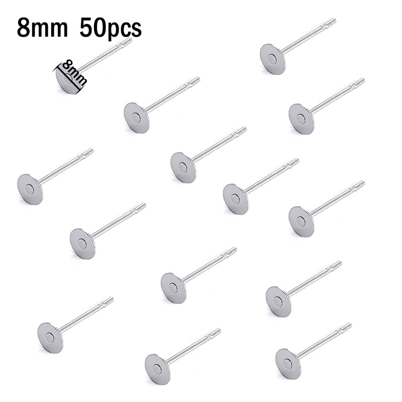 20pcs Stainless Steel Dia 4/5/6/8/10mm Stud Earrings Back Plug Ear Pins Ball Needles for DIY Jewelry Making Findings - Quid Mart