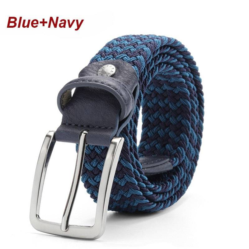 Belt Elastic For Men Leather Top Tip Male Military Tactical Strap Canvas Stretch Braided Waist Belts 1-3/8" Wide Wholesale - Quid Mart