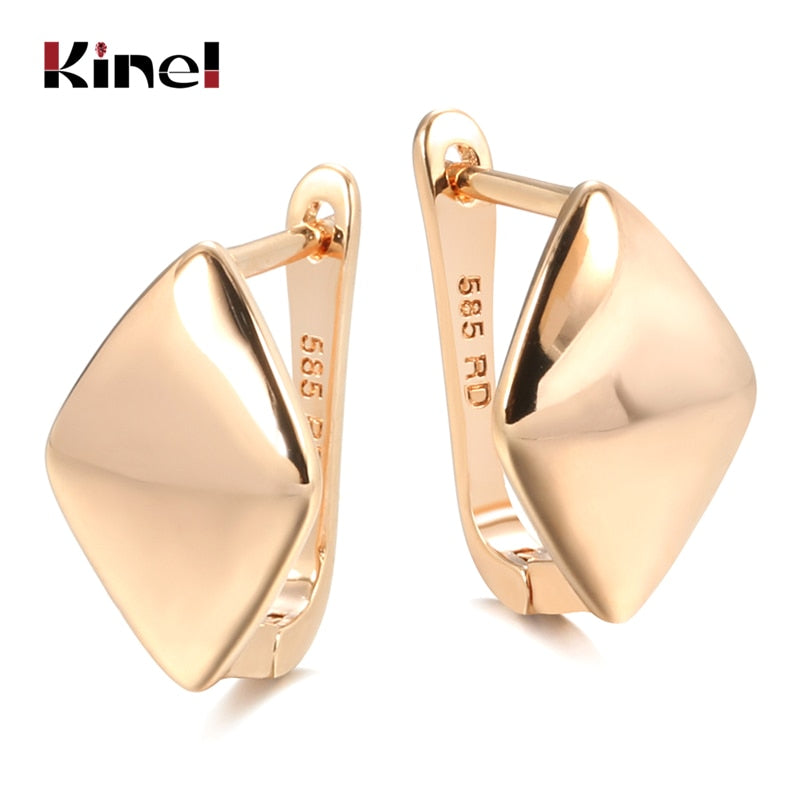 Kinel Hot Fashion Glossy Dangle Earrings 585 Rose Gold Simple Square Earrings For Women High Quality Daily Fine Jewelry - Quid Mart