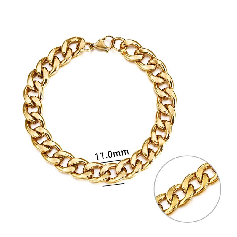 Jiayiqi 3-11 mm Men Chain Bracelet Stainless Steel Curb Cuban Link Chain Bangle for Male Women Hiphop Trendy Wrist Jewelry Gift - Quid Mart