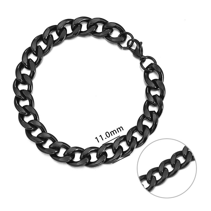 Jiayiqi 3-11 mm Men Chain Bracelet Stainless Steel Curb Cuban Link Chain Bangle for Male Women Hiphop Trendy Wrist Jewelry Gift - Quid Mart