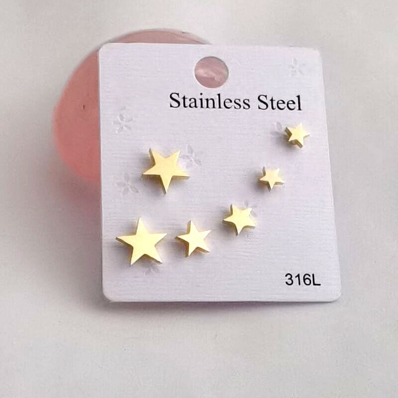 Stainless Steel Earrings Small Cute Butterfly Star Moon Heart Stud Earrings Set Punk Piercing Earing Women&#39;s Minimalist Jewelry - Quid Mart