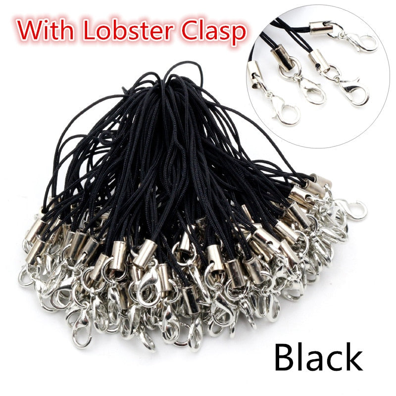 100pcs Lanyard Lariat Strap Cords Lobster Clasp Rope Keychains Hooks Mobile Set Charms Keyring Bag Accessories Key Ring - Quid Mart