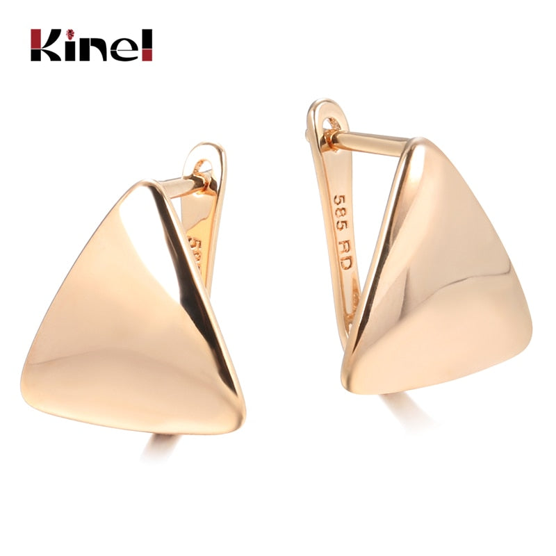 Kinel Hot Fashion Glossy Dangle Earrings 585 Rose Gold Simple Square Earrings For Women High Quality Daily Fine Jewelry - Quid Mart